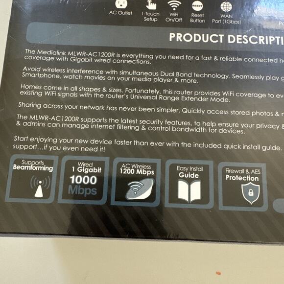 Medialink AC1200 1000 Mbps Wireless Gigabit Router NEW - Picture 4 of 8